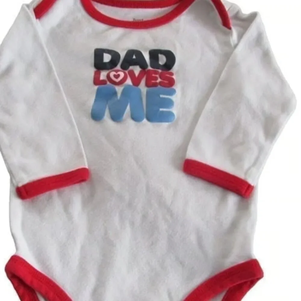 Carters Just One Year 1 Pc Bodysuit Infant Boys 6-9M White Red Dad Loves Me Snap